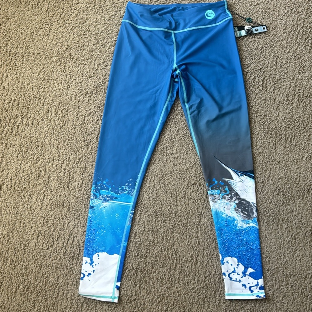 NEW!! Wave Life Blue Marlin Active Leggings - Picture 7 of 13